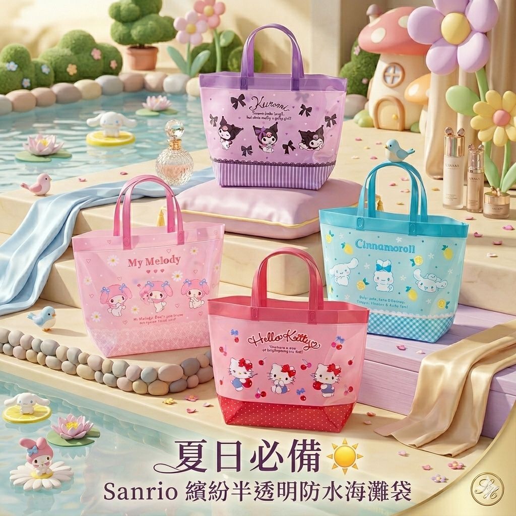 【預購】JM060308 Sanrio 半透明防水沙灘袋