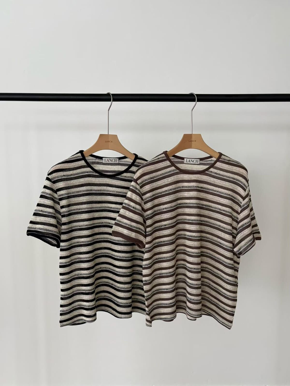 PE6302 細閃拼色間紋Tee