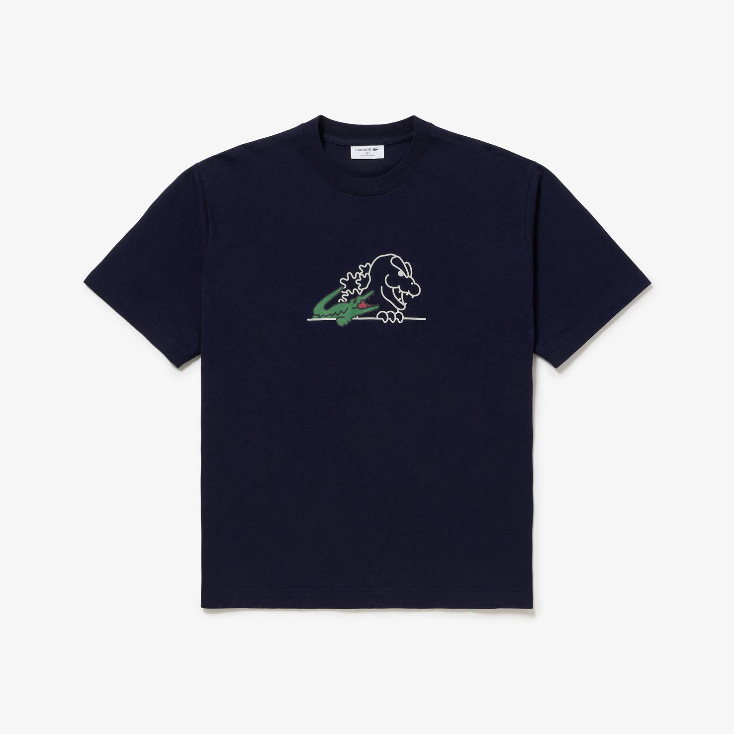 LACOSTE X GODZILLA 2.0 HEAD T-SHIRT 哥吉拉 鱷魚 頭像插圖T 白色/深藍-TH01GZJ99