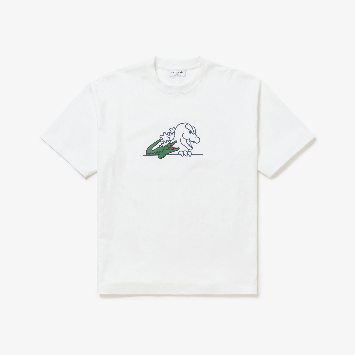 LACOSTE X GODZILLA 2.0 HEAD T-SHIRT 哥吉拉 鱷魚 頭像插圖T 白色/深藍-TH01GZJ99