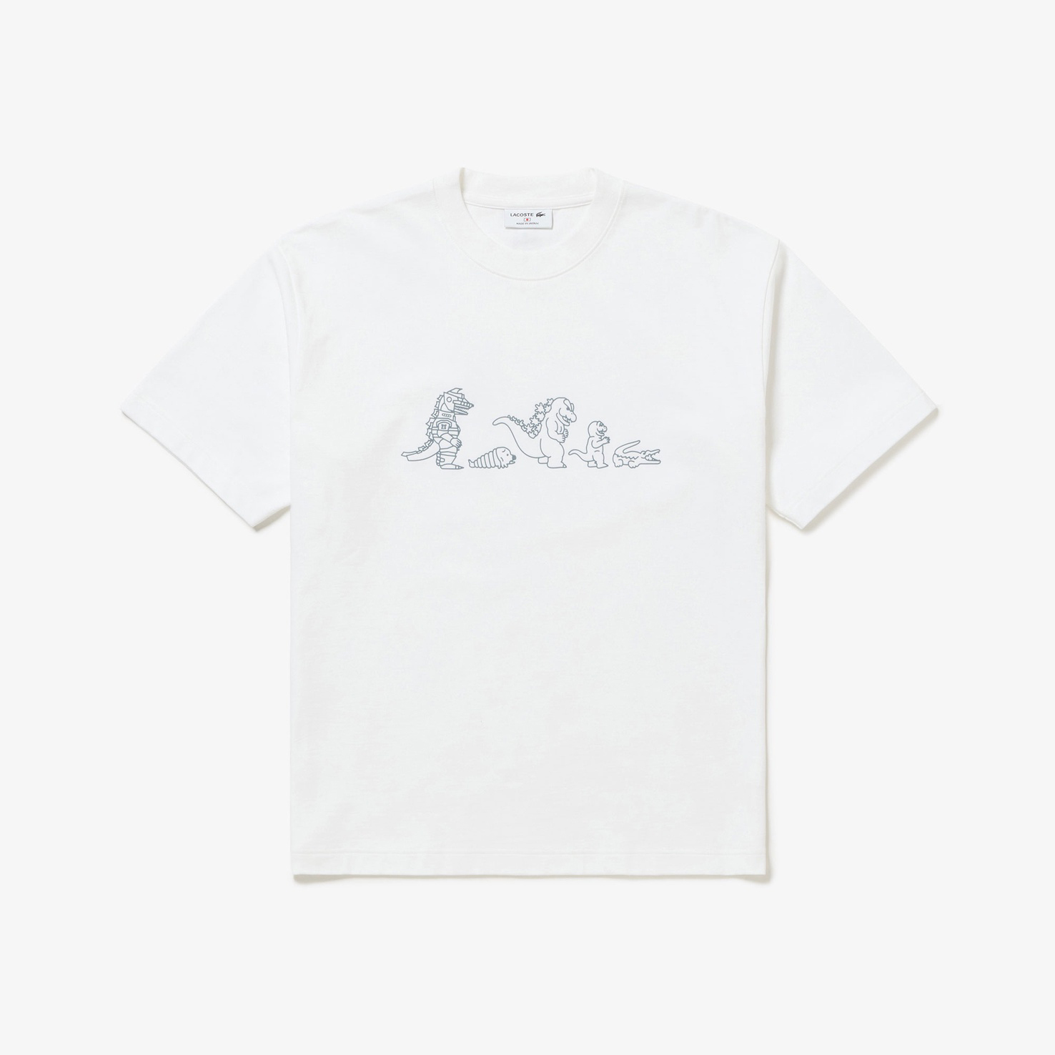 LACOSTE X GODZILLA 2.0 TEAM T-SHIRT 哥吉拉團隊插圖T 白色 後肩王者基多拉-TH03GZJ99-001