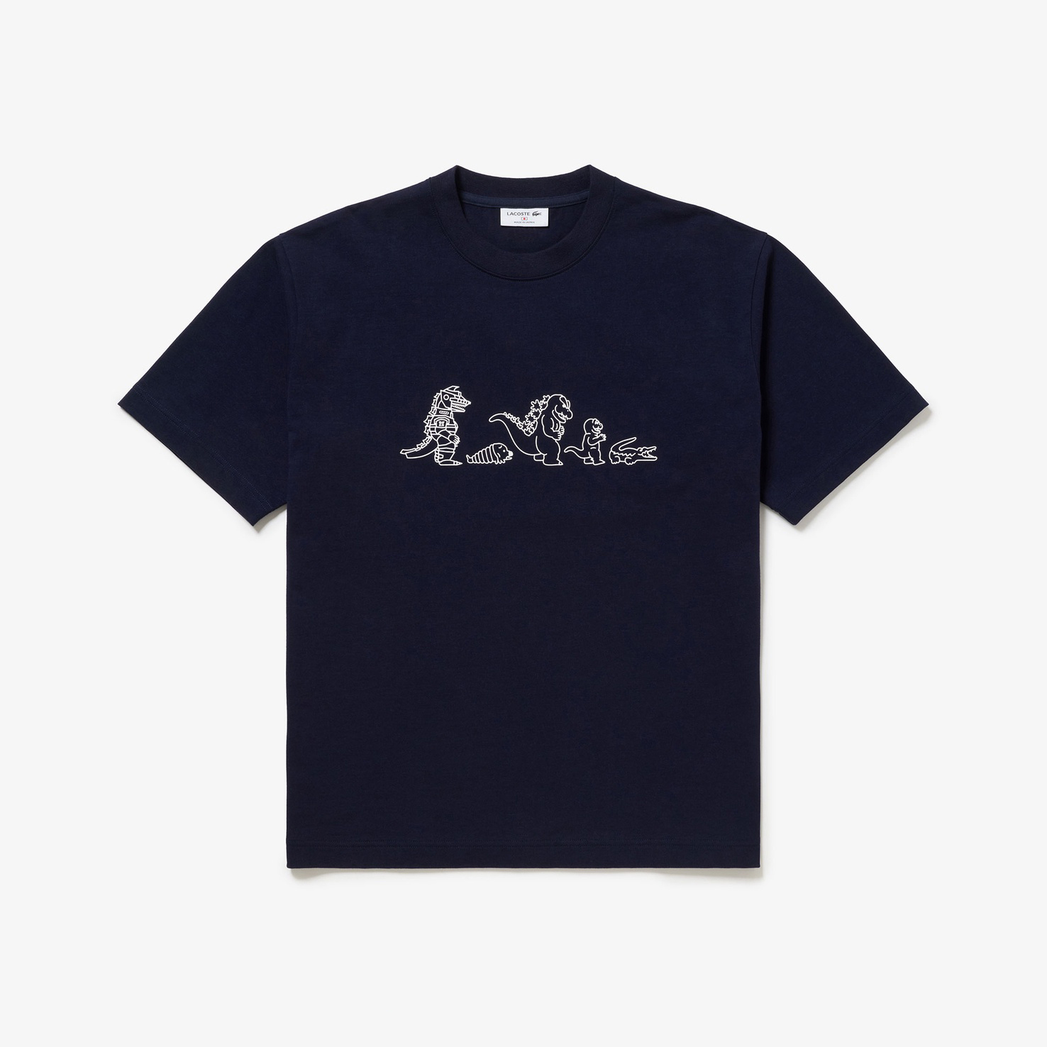 LACOSTE X GODZILLA 2.0 TEAM T-SHIRT 哥吉拉團隊插圖T 深藍 後肩摩斯拉-TH06GZJ99-001