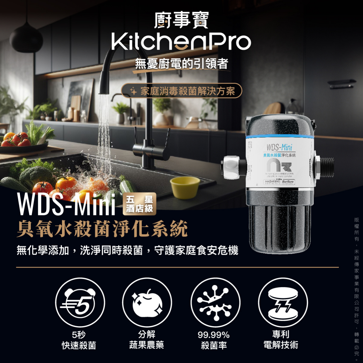 【廚事寶KitchenPro】WDS-Mini 臭氧水殺菌淨化系統