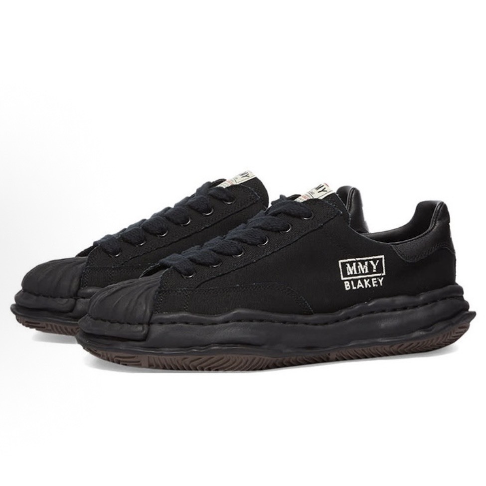 -(A14d)-MIHARA YASUHIRO "BLAKEY" OG SOLE CANVAS LOW-TOP SNEAKER MMY 溶解鞋 全黑-A08FW735