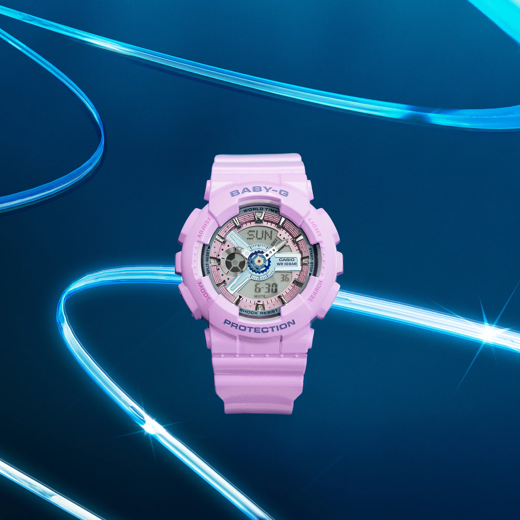 萬年鐘錶 - BABY-G   Y3K精緻境界防震雙顯電子錶  BA-110MC-6A 錶徑 : 43.4 MM