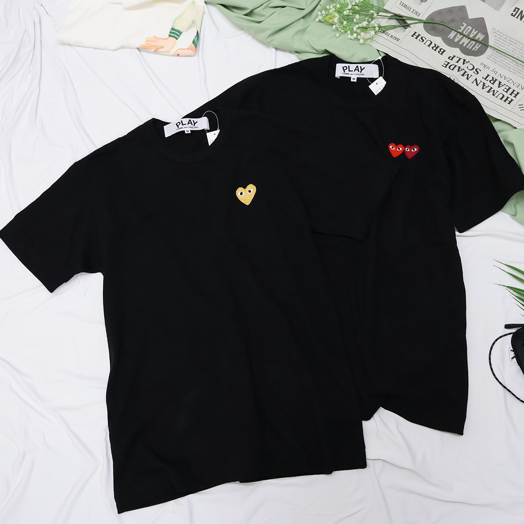 『代購+現貨商品』COMME des GARCONS PLAY Tee 川久保玲 短T 雙愛心 刺繡 男女 黑白 現貨 AX-T226-051