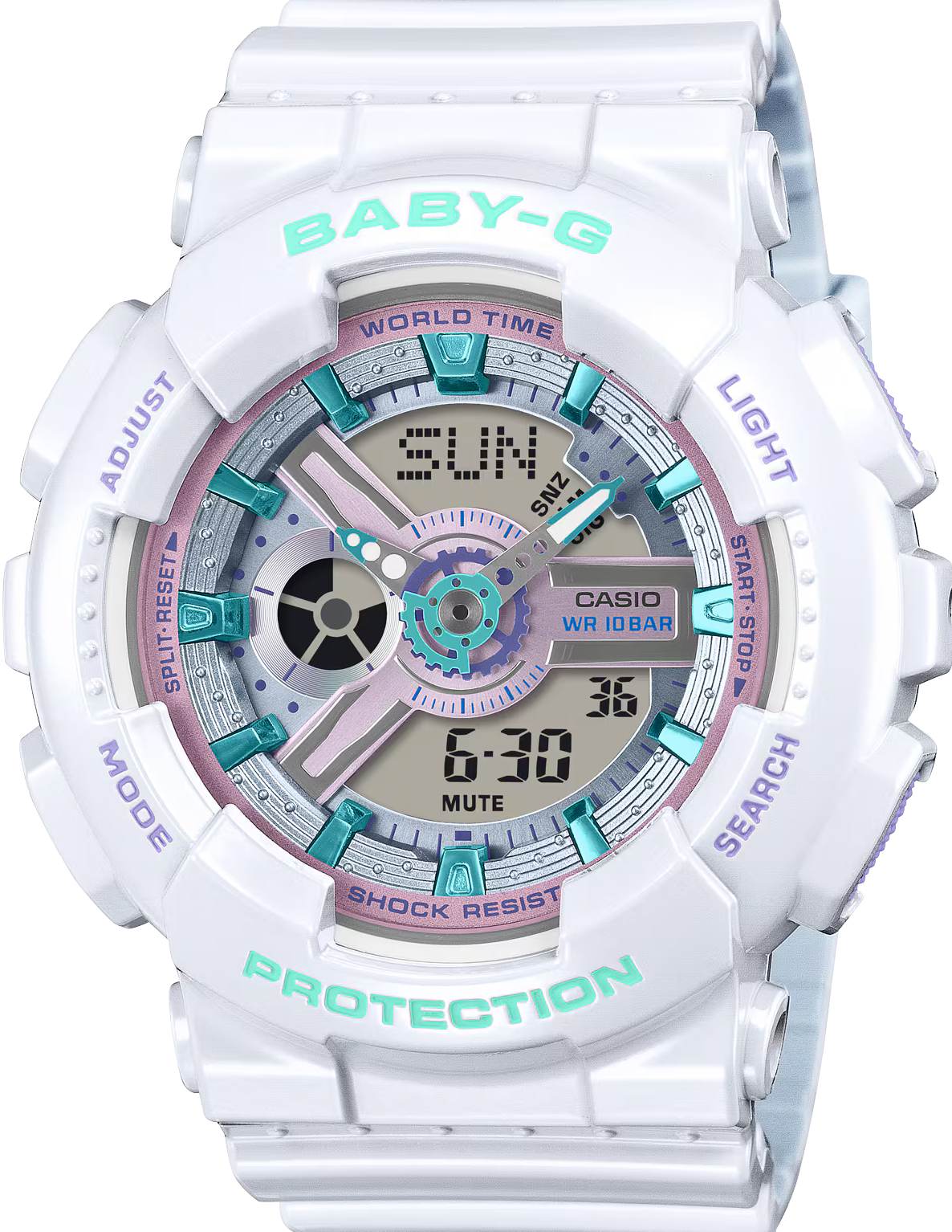 萬年鐘錶 - BABY-G   Y3K精緻境界防震雙顯電子錶 BA-110MC-7A 錶徑 : 43.4 MM