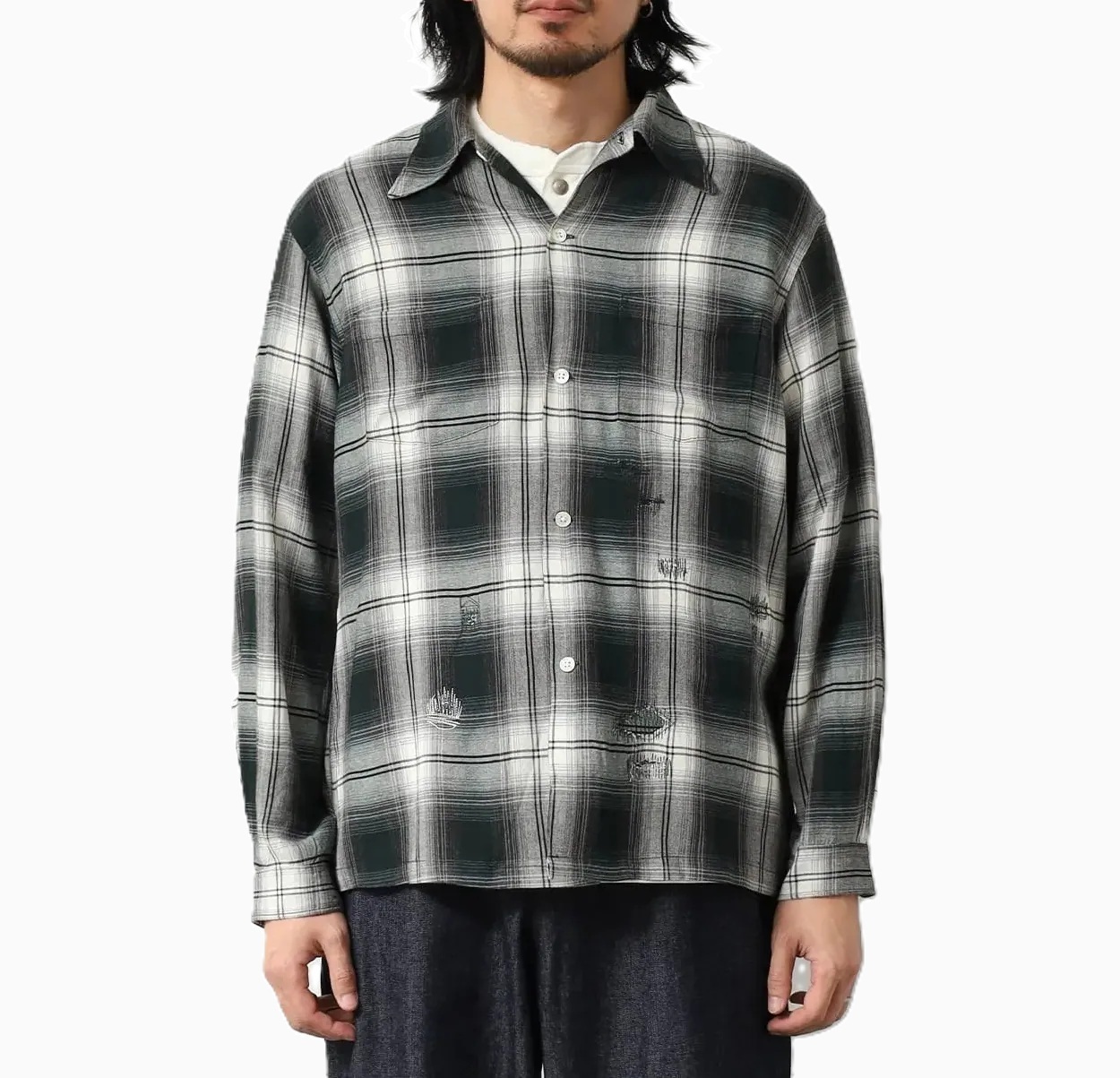 BOWWOW 2026 REMADE RAYON PLAID SHIRT CRASH AGED - PRE ORDER ITEM (預訂中)