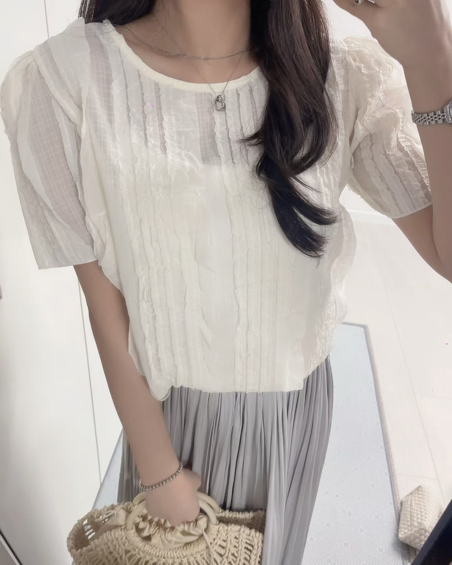 LU6307 優雅壓百褶Ruffle上衣