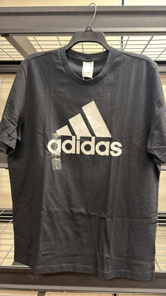 AK080 ADIDAS 經典黑底白間條短袖TEE SIZE L