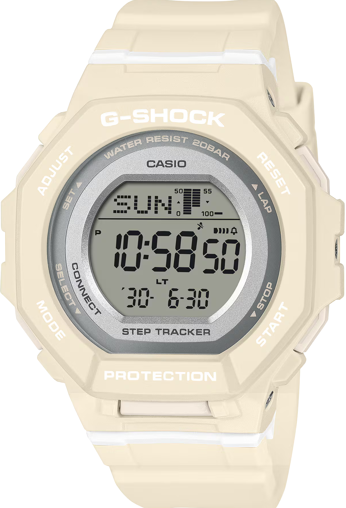 萬年鐘錶 - G-SHOCK  自然色調簡約藍芽計步器防震電子錶 GMD-B300-7 錶徑 : 43.8mm