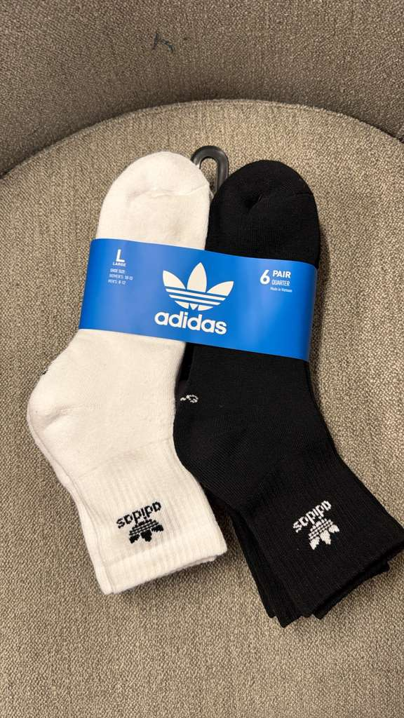 AK085 adidas 淨色中筒踝襪 SIZE L