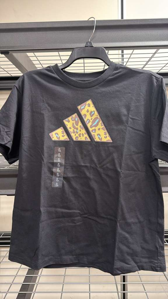AK087 adidas 女款休閒豹紋三4短袖TEE SIZE L