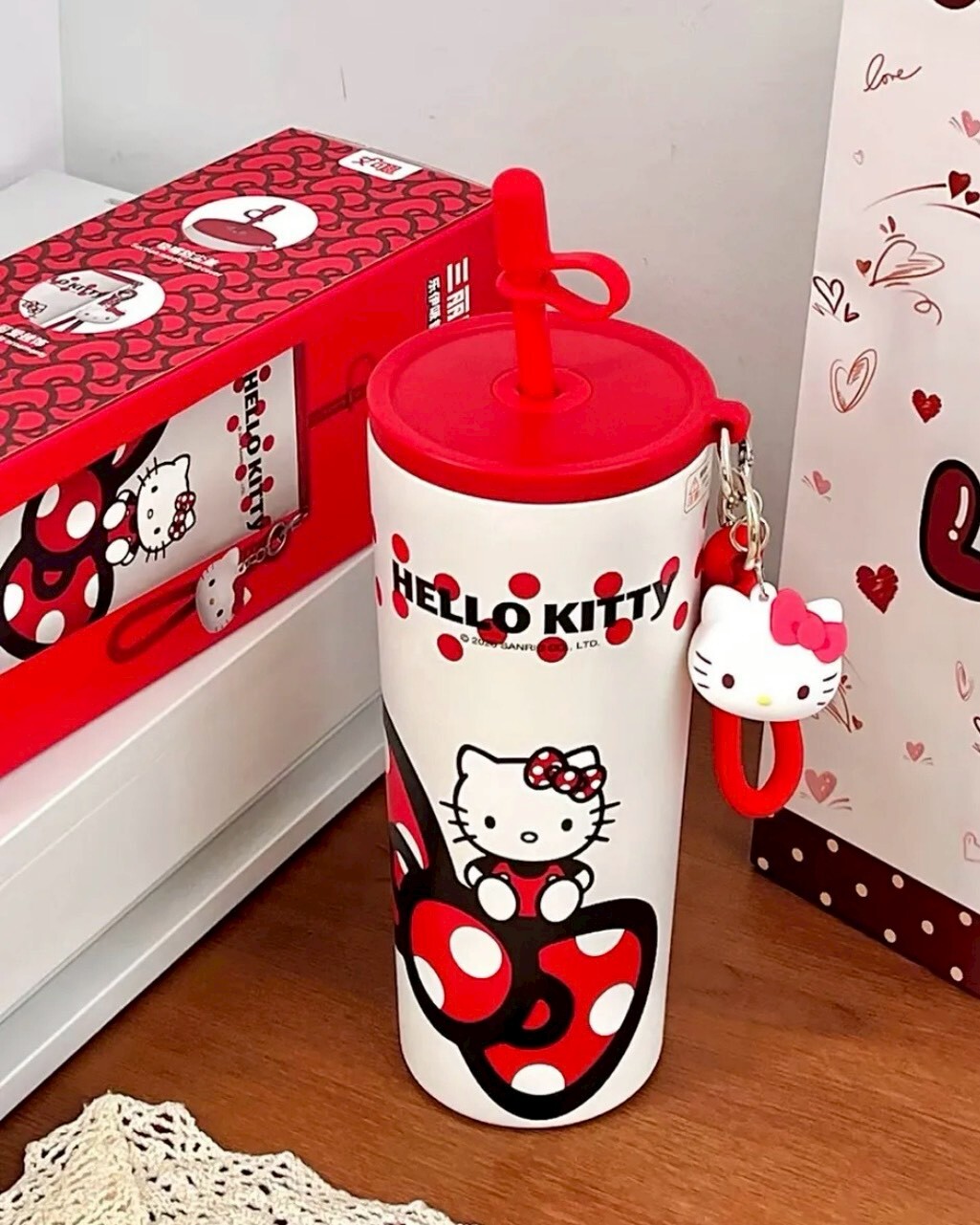<正版授權>SANRIO HELLO KITTY 蝴蝶結系列 保溫杯 水杯 吸管杯 共6款