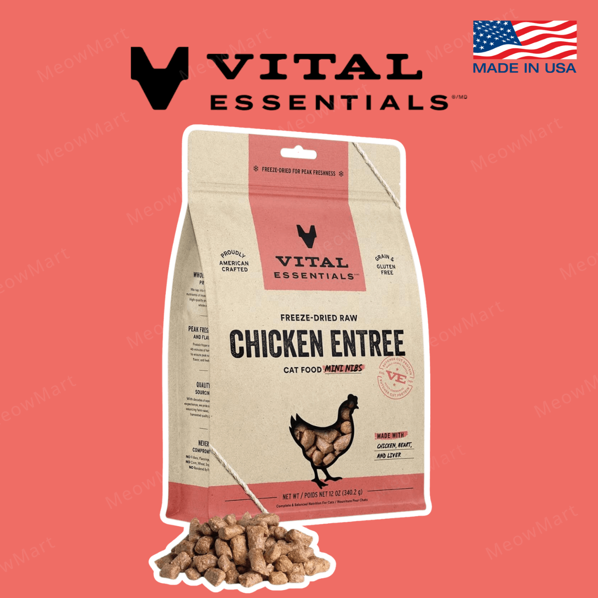 Vital Essentials 凍乾雞肉迷你肉粒 (8oz / 12oz)