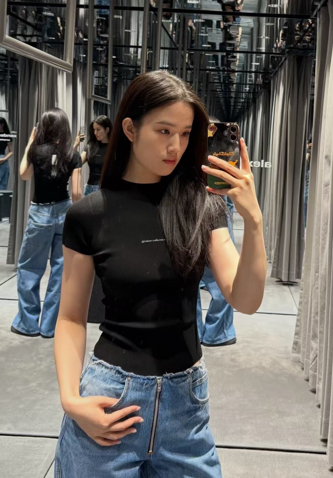 Alexander wang 小Logo 女款彈性修身 Tee