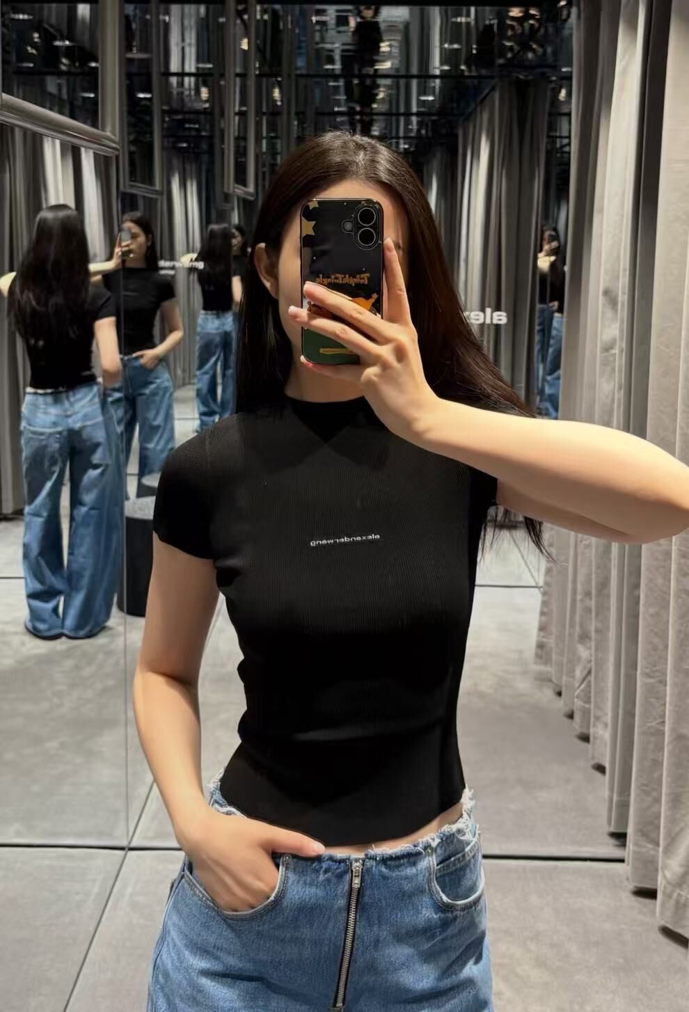 Alexander wang 小Logo 女款彈性修身 Tee