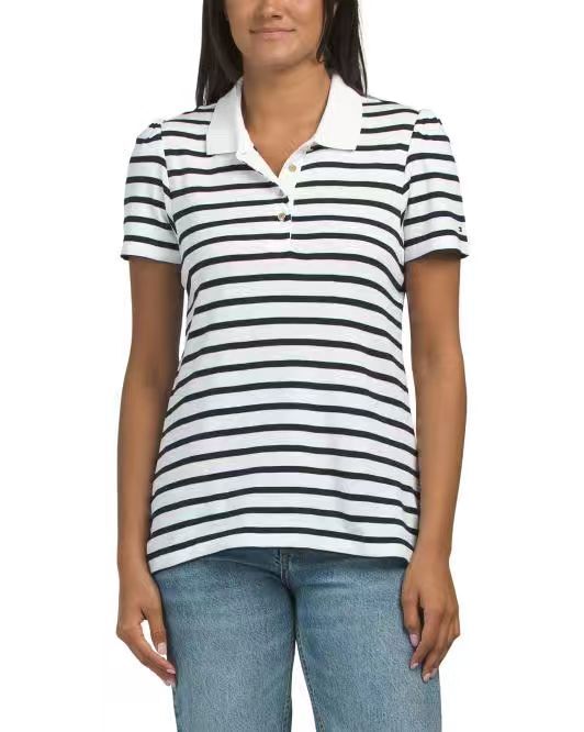 【預購】TOMMY HILFIGER H060408 女裝條紋Polo 衫（黑白條紋）