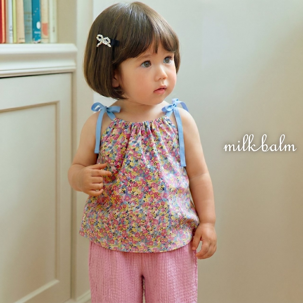正韓夏milkbalm 小童兩色夏季繁花背心
