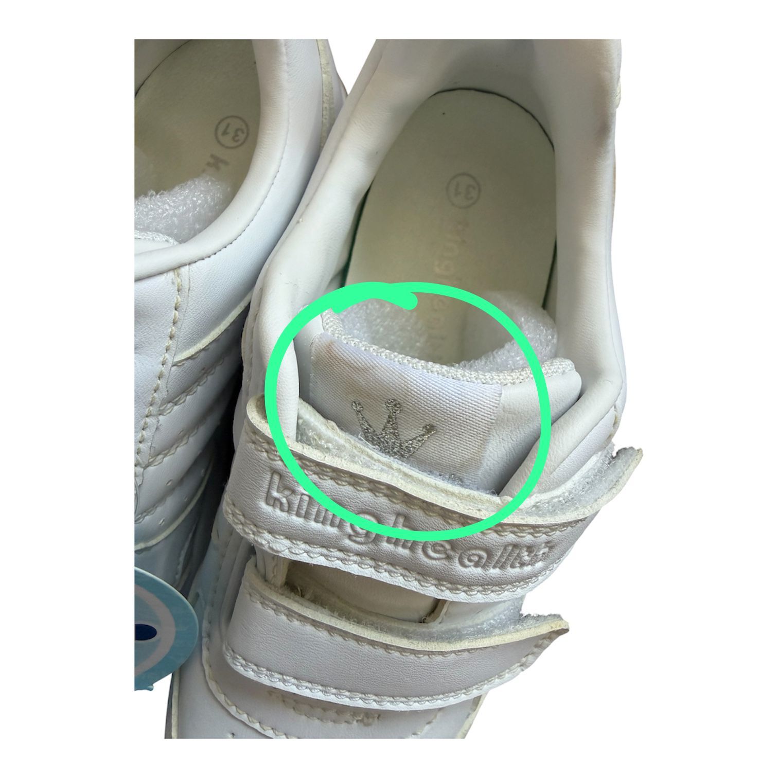 特價現貨 少許瑕疵 Kinghealth 納米處理超輕真皮鞋墊白球鞋 Size:31 SCK-5302