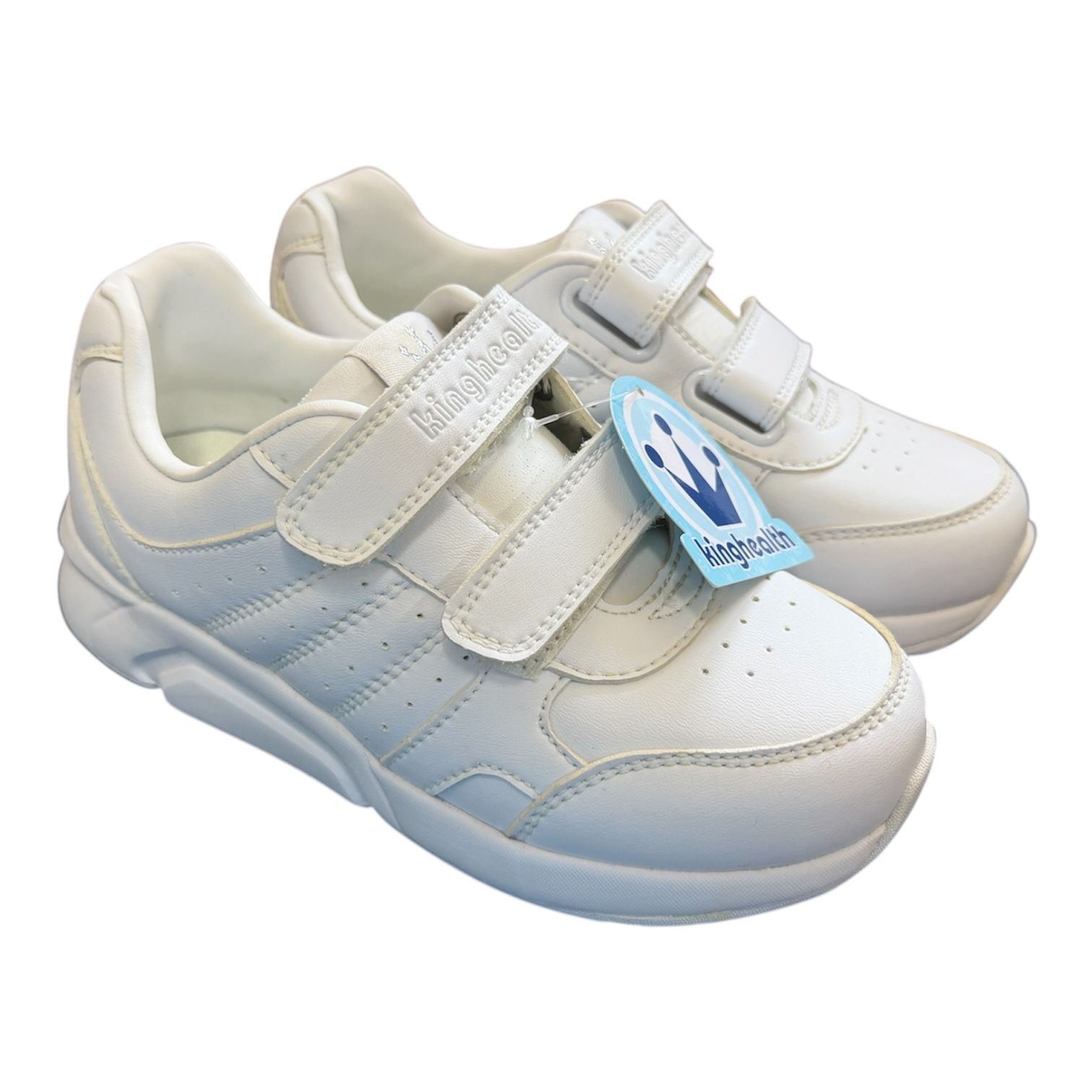 特價現貨 少許瑕疵 Kinghealth 納米處理超輕真皮鞋墊白球鞋 Size:31 SCK-5302