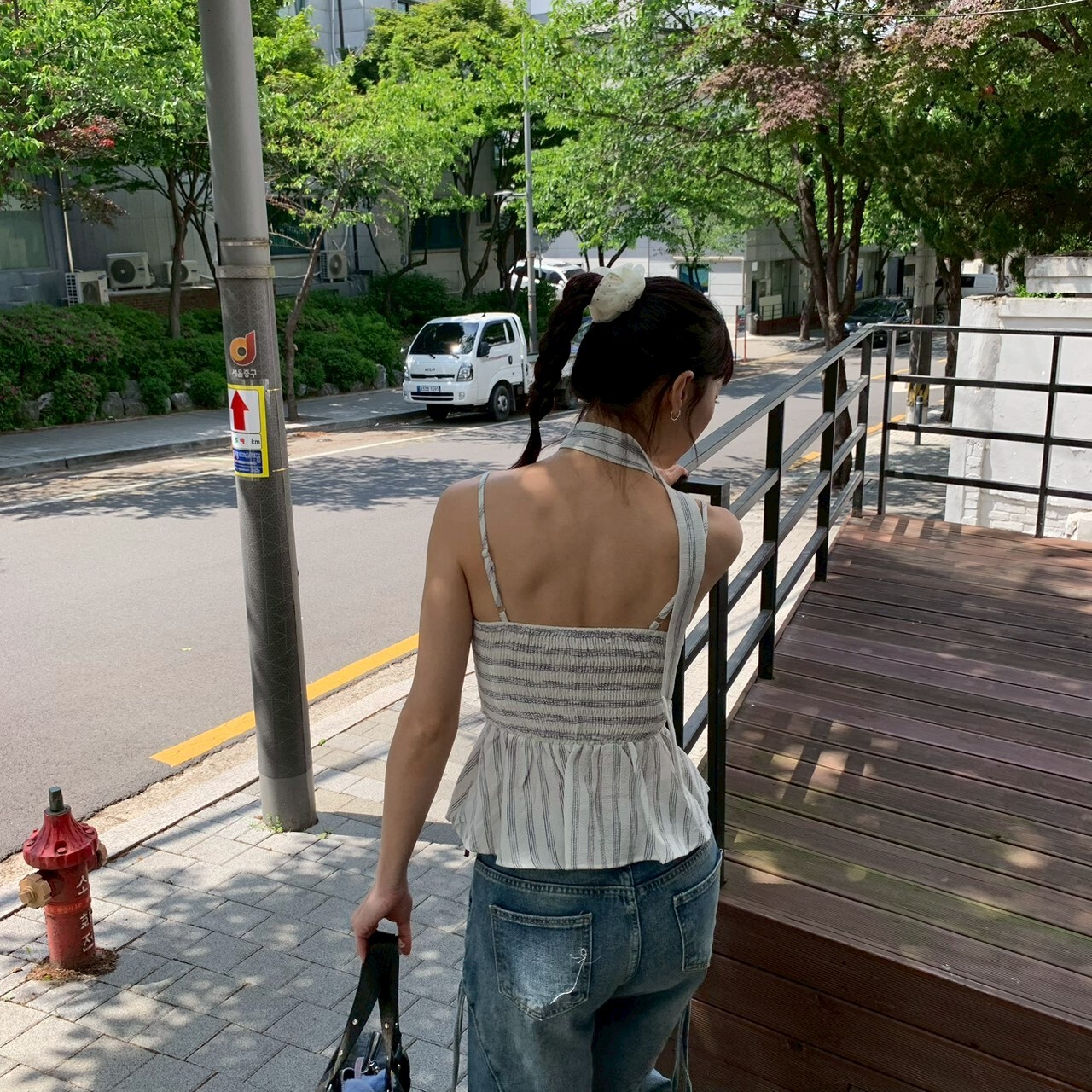 ISA_(附繞脖)一秒入夏! 條紋棉麻吊帶娃娃衫_63041