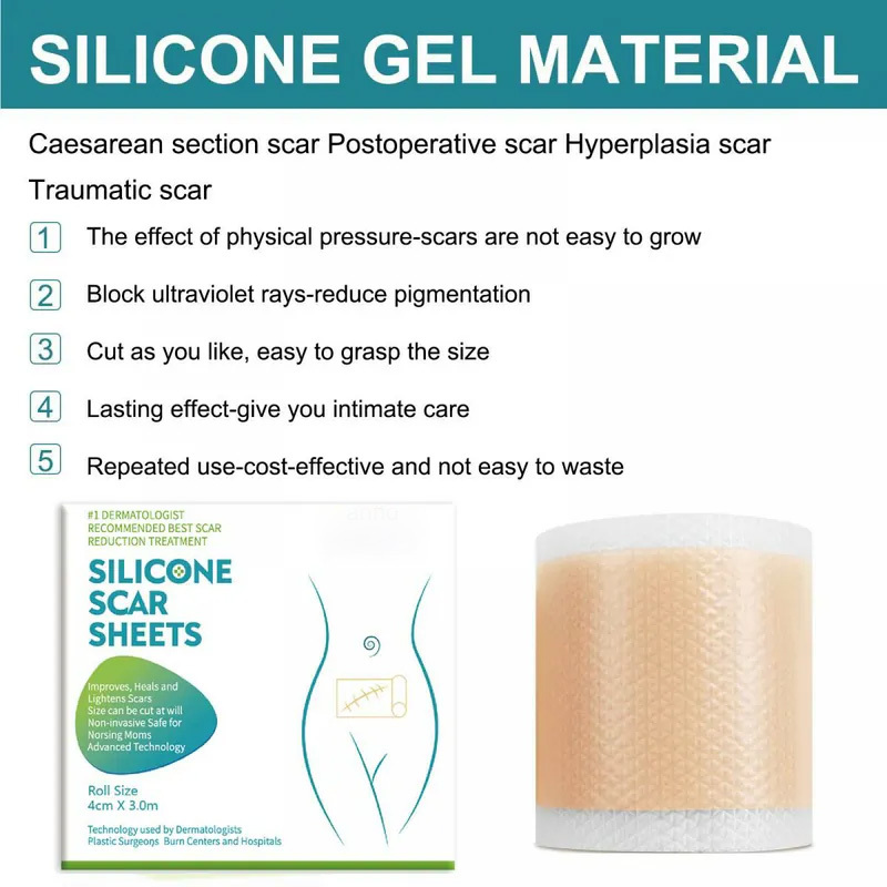 Silicone scar removal tablets waterproof and lightening New wounds, old wounds stretch mark scar patch Skin scar repair roll Self-adhesive scar tape caesarean section scar patch scar removal patch parallel import (3mx4 cm)