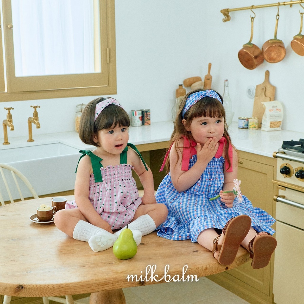 正韓夏milkbalm 愛心格子髮帶
