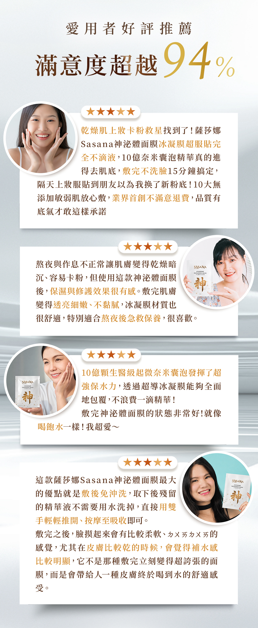 SASANA 神泌體面膜系列，全方位修護與保養介紹