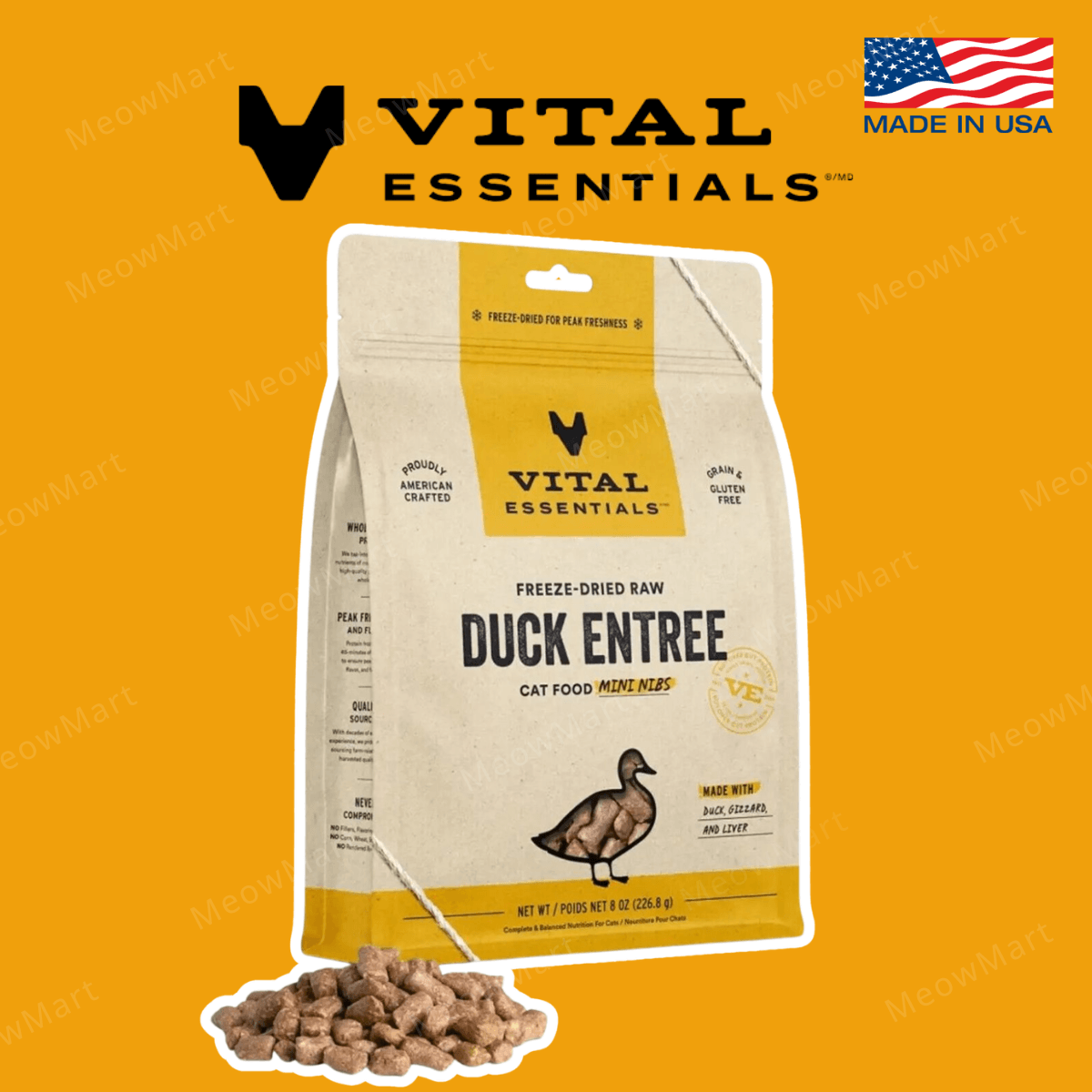 Vital Essentials 凍乾鴨肉迷你肉粒 (8oz / 12oz)