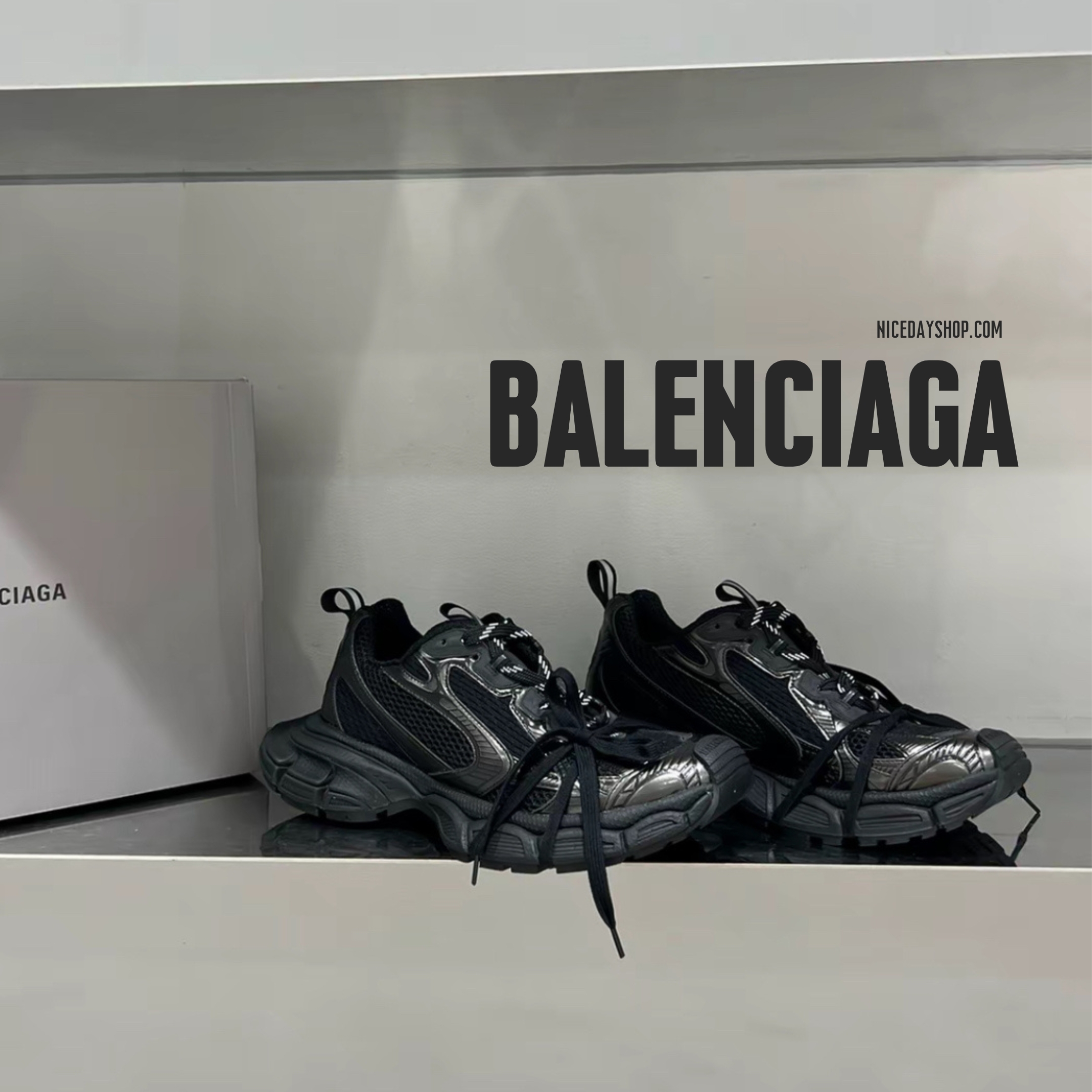 NICEDAY 代購 Balenciaga 3XL Black 巴黎世家 做舊 黑 黑色 復古 厚底 增高 老爹 734734W3XL11010