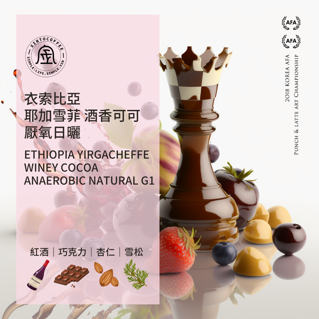 衣索比亞 耶加雪菲 酒香可可 厭氧日曬 咖啡豆｜深焙・世界咖啡雙金牌｜Xinto Coffee