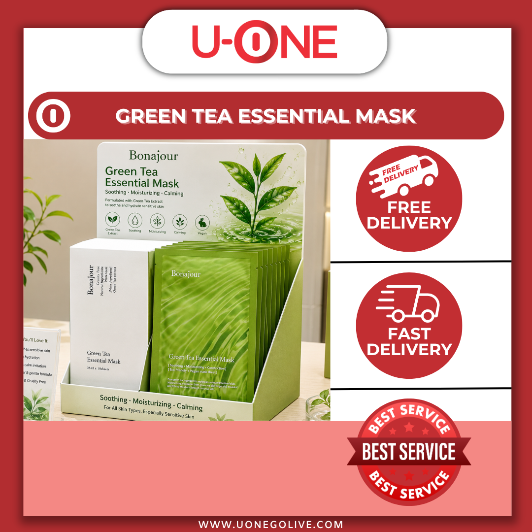 U-ONE | Korea | Bonajour | Green Tea Essential Mask | 5pcs/Pack