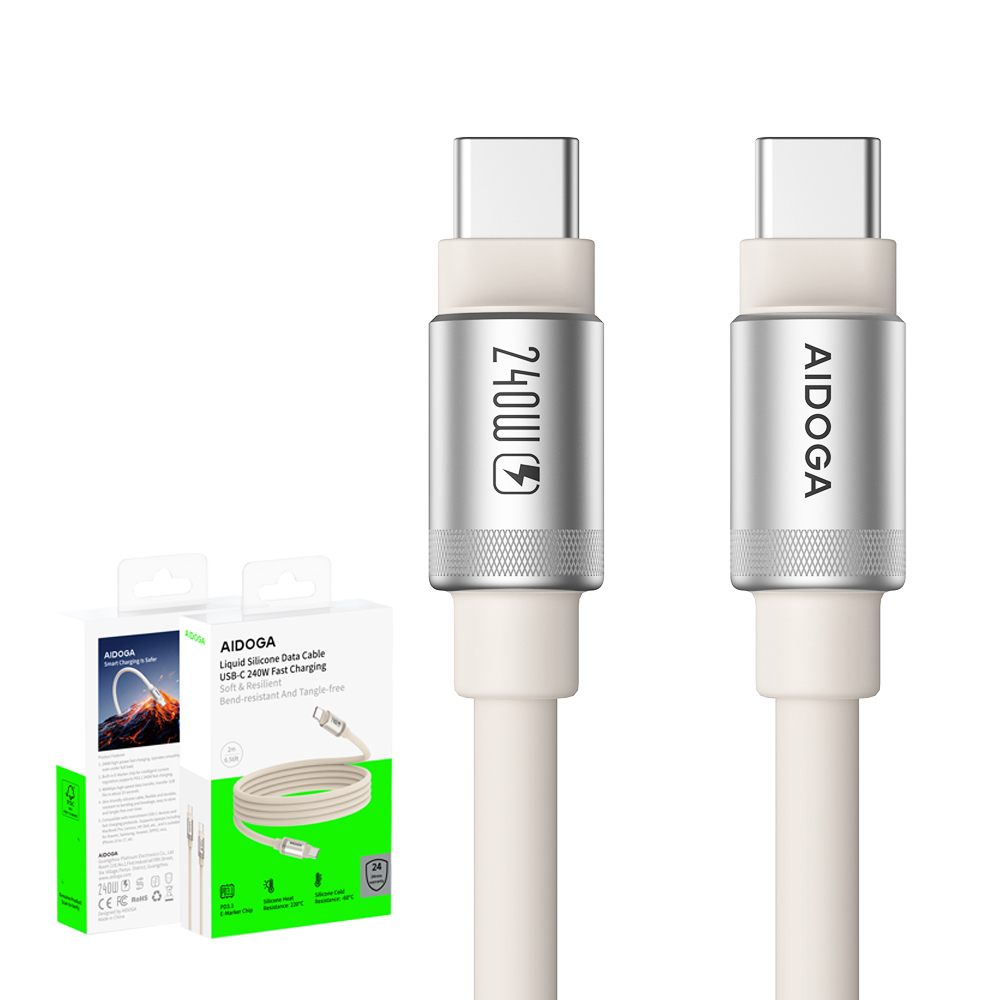 AIDOGA 艾迪伽 240W快充 雙Type-C/PD3.1充電線傳輸線 液態矽膠硅膠 2M 支援iPhone17/安卓/手機/平板/筆電