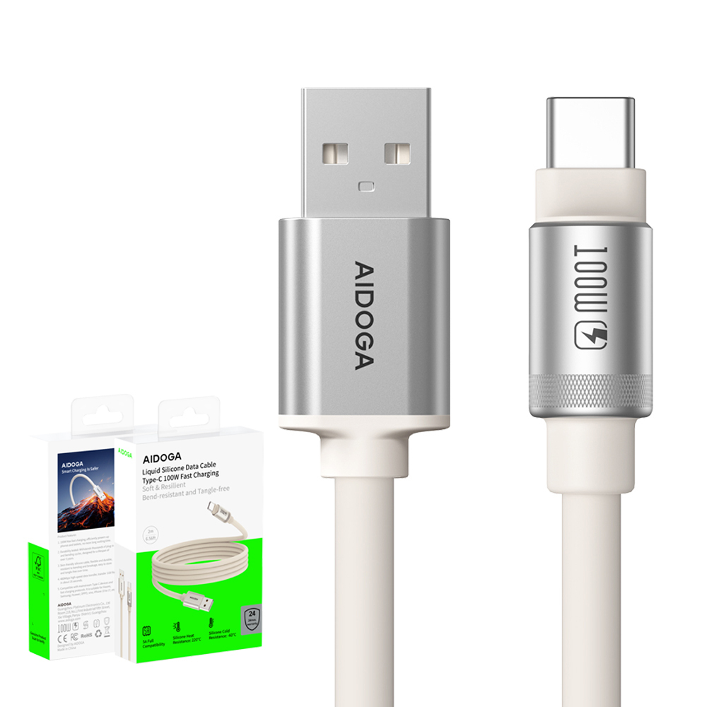 AIDOGA 艾迪伽 100W快充 Type-C充電線傳輸線 液態矽膠硅膠 2M 支援iPhone17/安卓/手機/平板