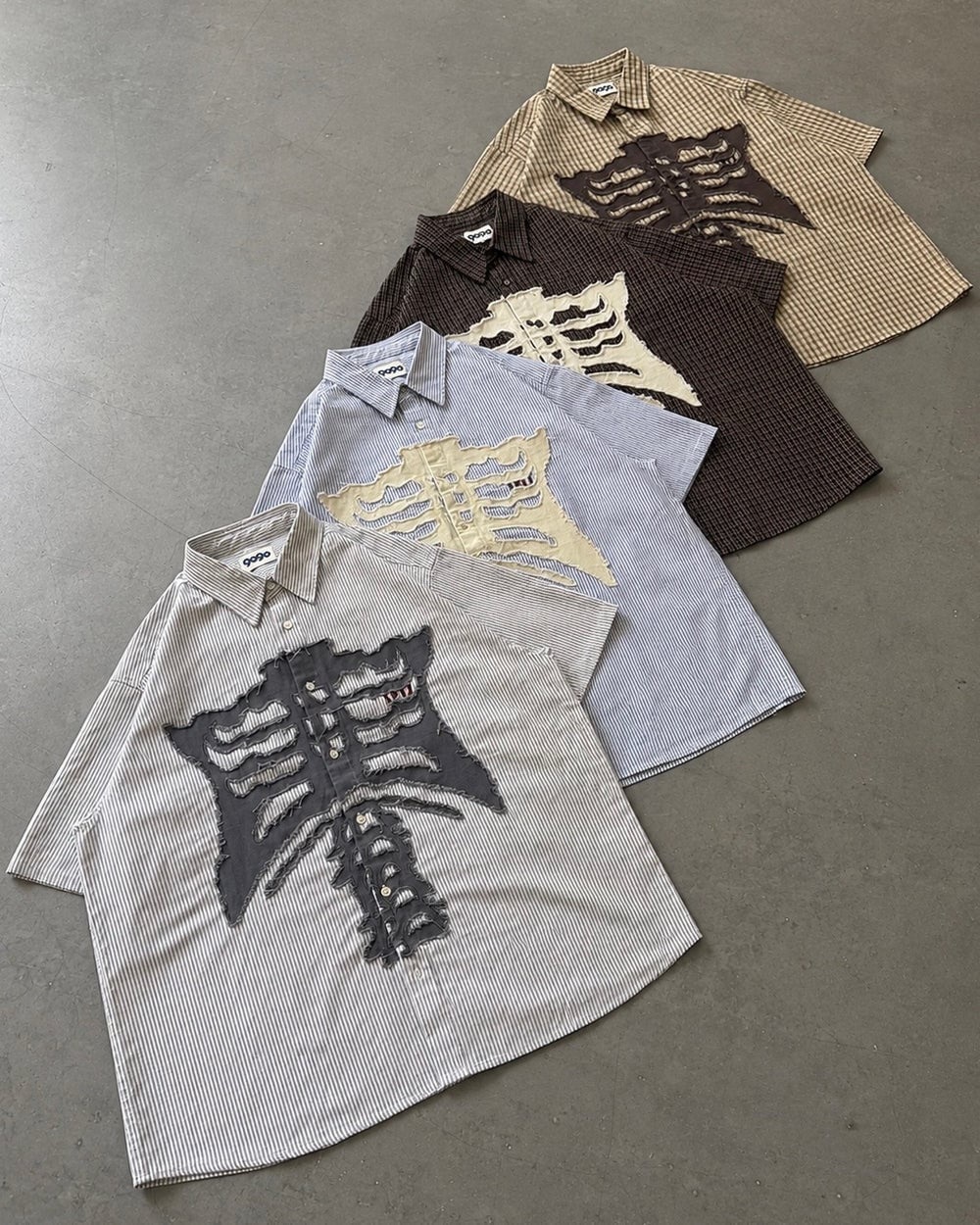 【日本限時連線代購】9090 Bone Stripe S/S Shirt 美式復古 骨頭條紋 寬鬆落肩 短袖襯衫 三色