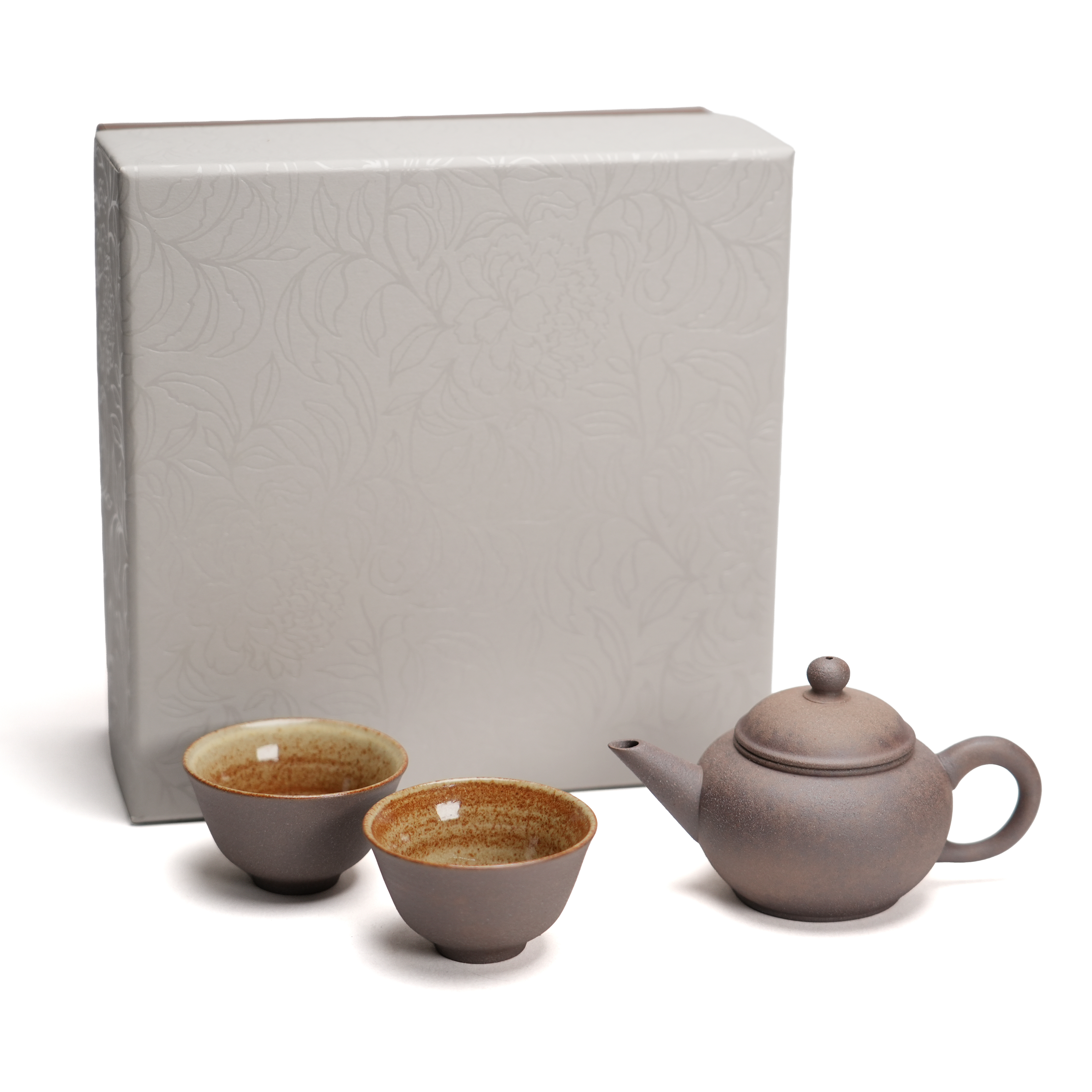 陶作坊｜老岩泥水平壺_火禮盒組 (1壺2杯)