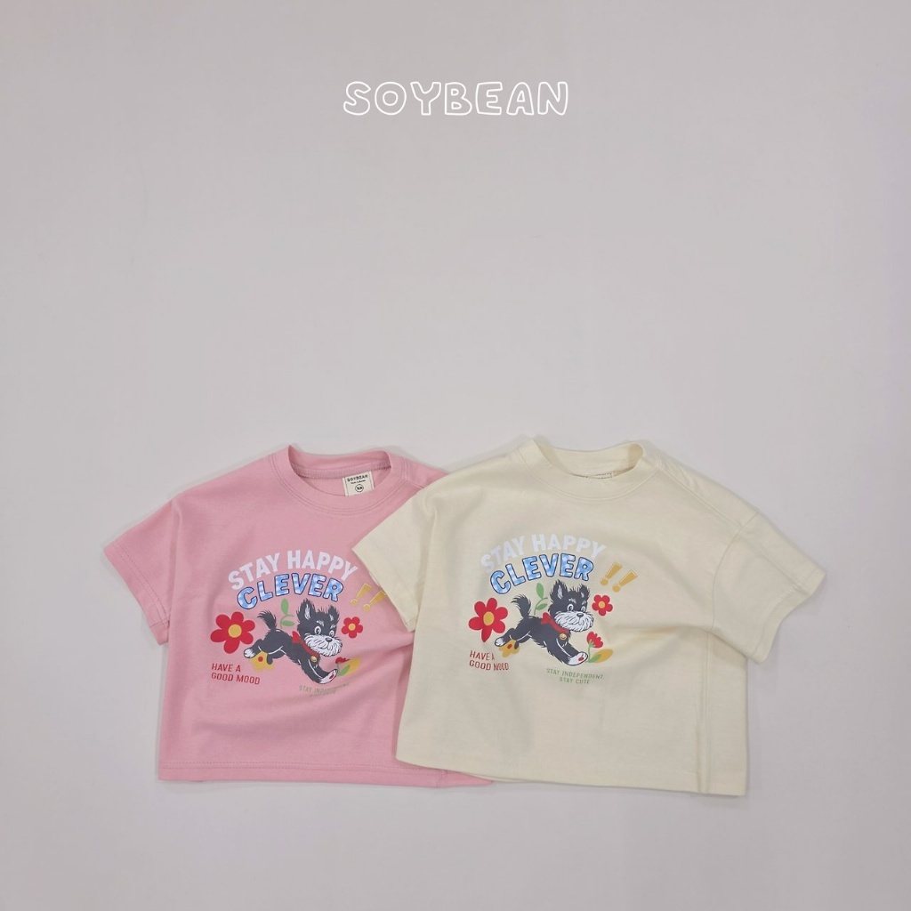 正韓夏soybean 兩色STAY HAPPY狗狗上衣