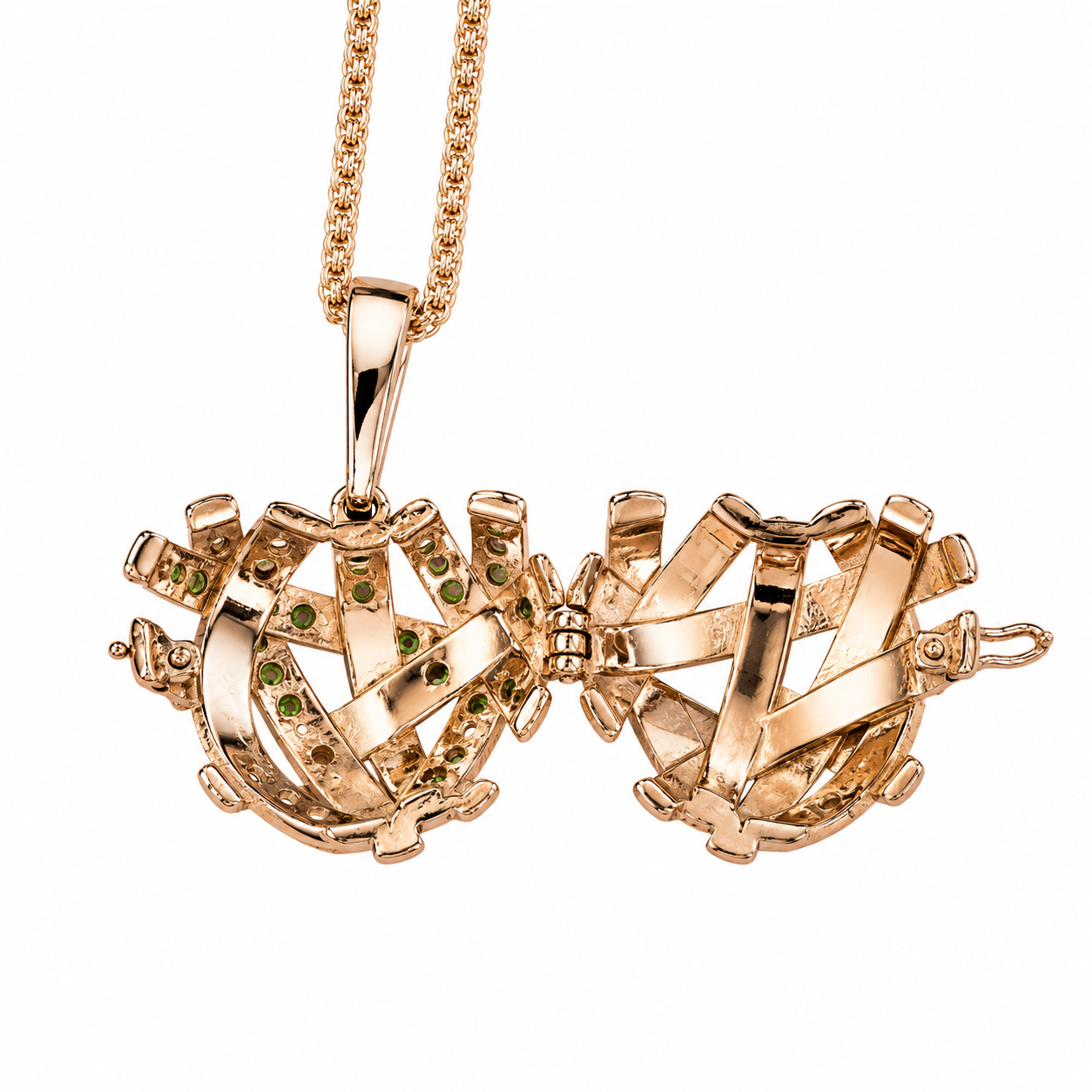 Gemstone Openwork Ribbon Sachet Pendant (Openable for Essential Oil)
