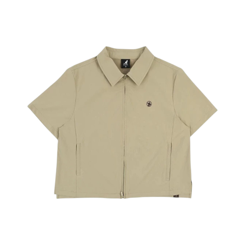 KANGOL 短袖 黑 卡其 短版 襯衫外套 女 6622116020 6622116032