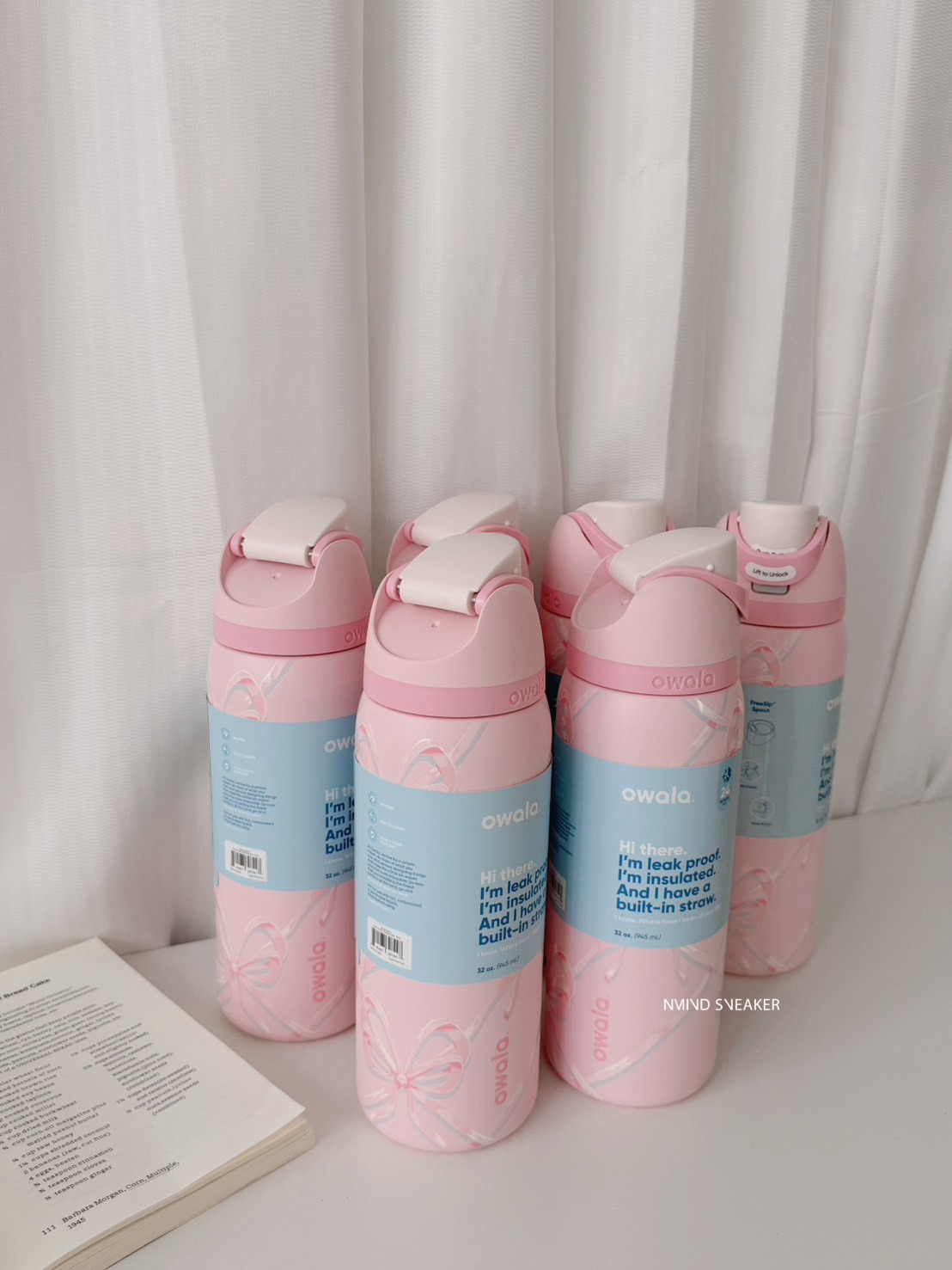 <仙女必備🎀> OWALA FreeSip 32oz 冷水瓶 粉色蝴蝶結