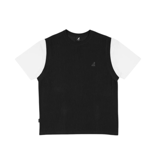 KANGOL 短袖 黑 灰 落肩 束條 紋理 假兩件 短T 中性 6625112010 6625112020