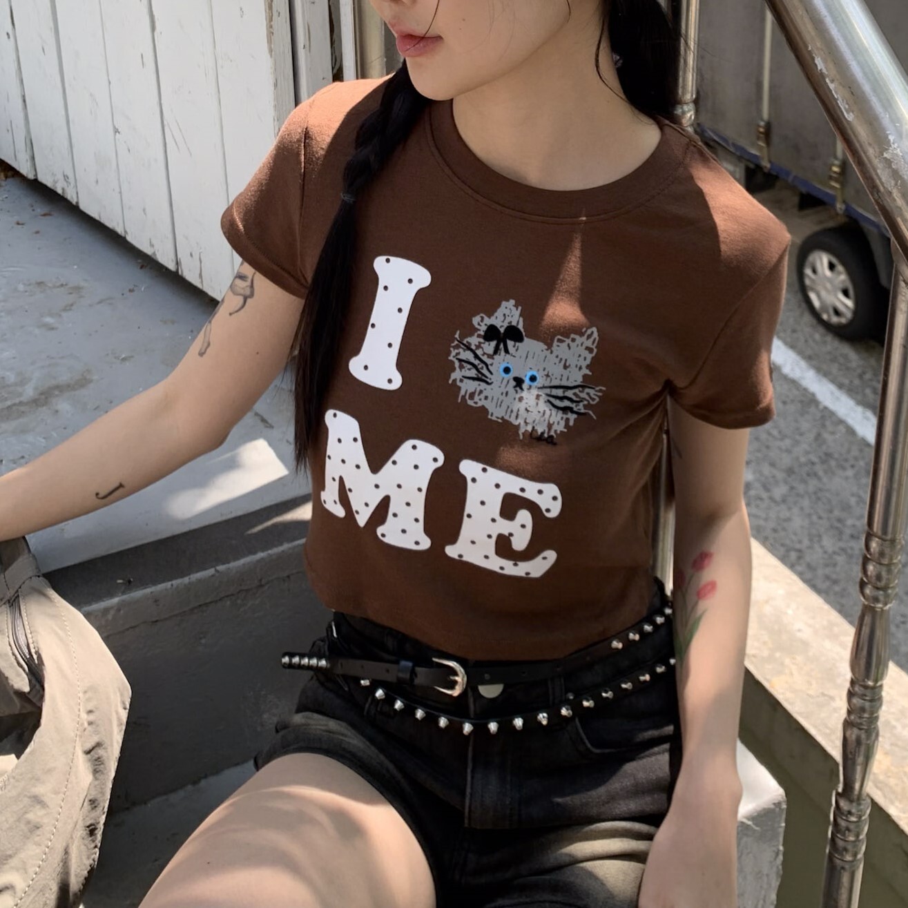 ISA_【ISA MADE】I Luv炸毛捲捲貓! 短tee_65023