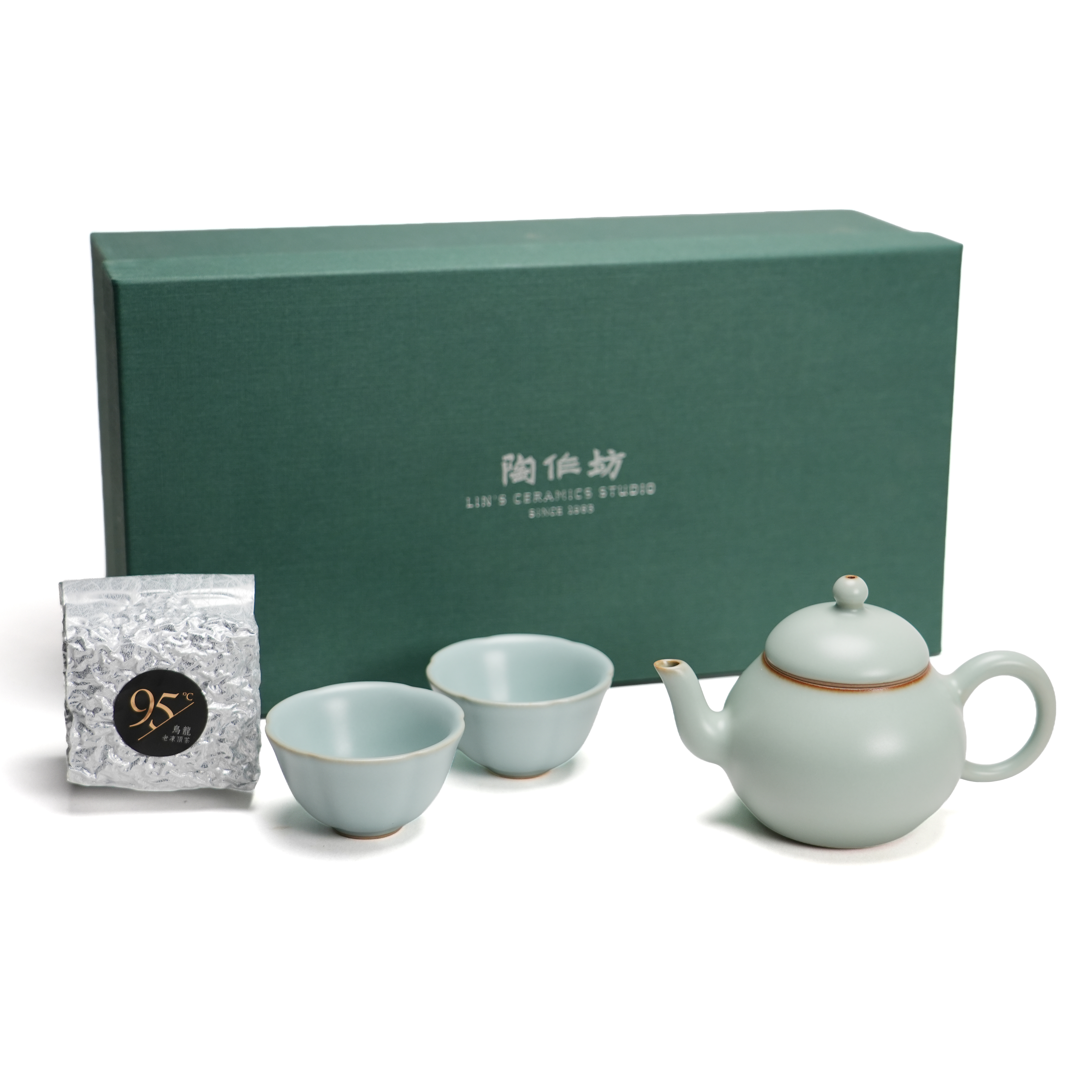 陶作坊│壺知己梨型壺_粉青禮盒組(1壺2杯含茶葉)