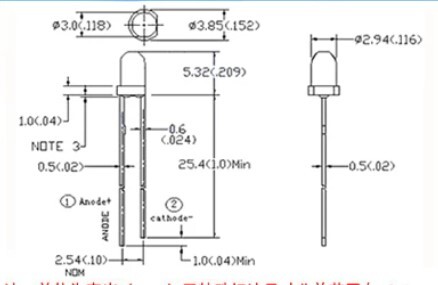 【UCI電子】(中) 3MM 12V 圓頭長腳LED  2顆5元 白發白 白發綠 白發藍 白發紅 白發黃