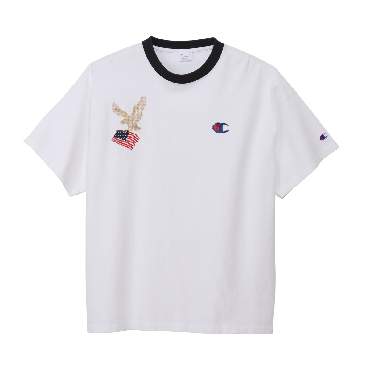 男款-CASUAL 寬版刺繡短袖TEE-白色 (C3-D314-020)