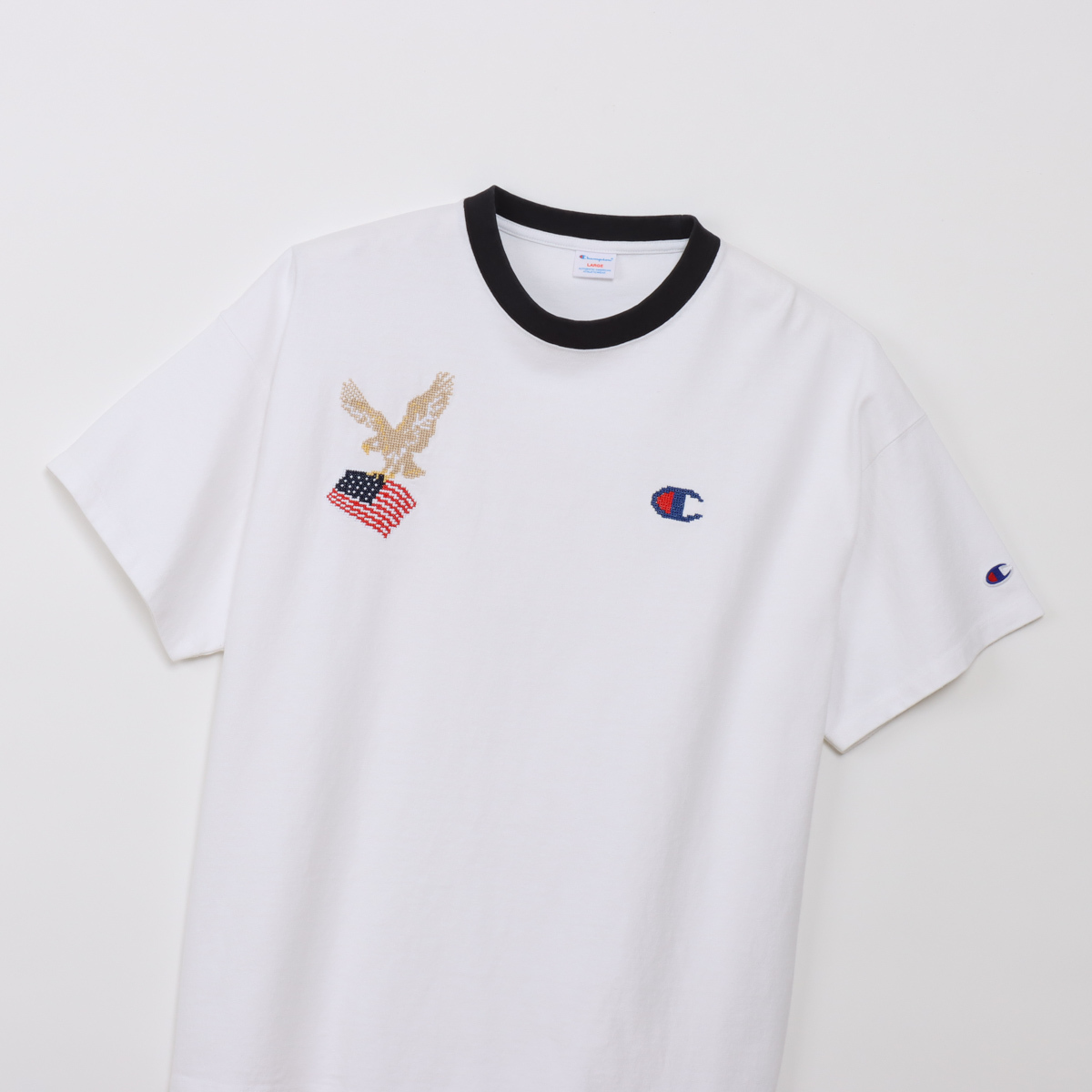男款-CASUAL 寬版刺繡短袖TEE-白色 (C3-D314-020)