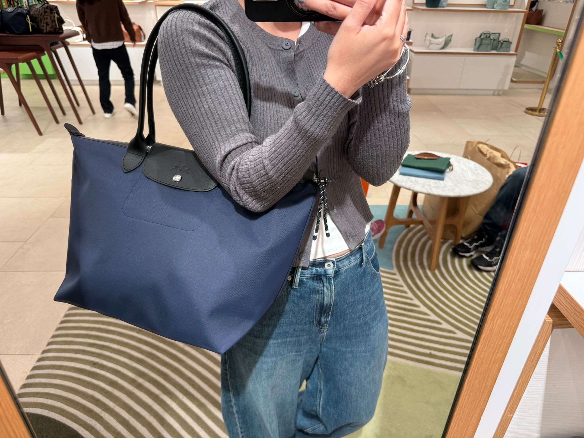 LYS01867 Longchamp Energy L 防水字母牛皮飾邊水餃包