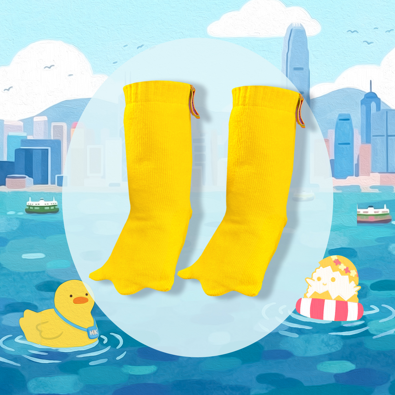 OMYMONSTER Duck Duck B 造型中筒襪