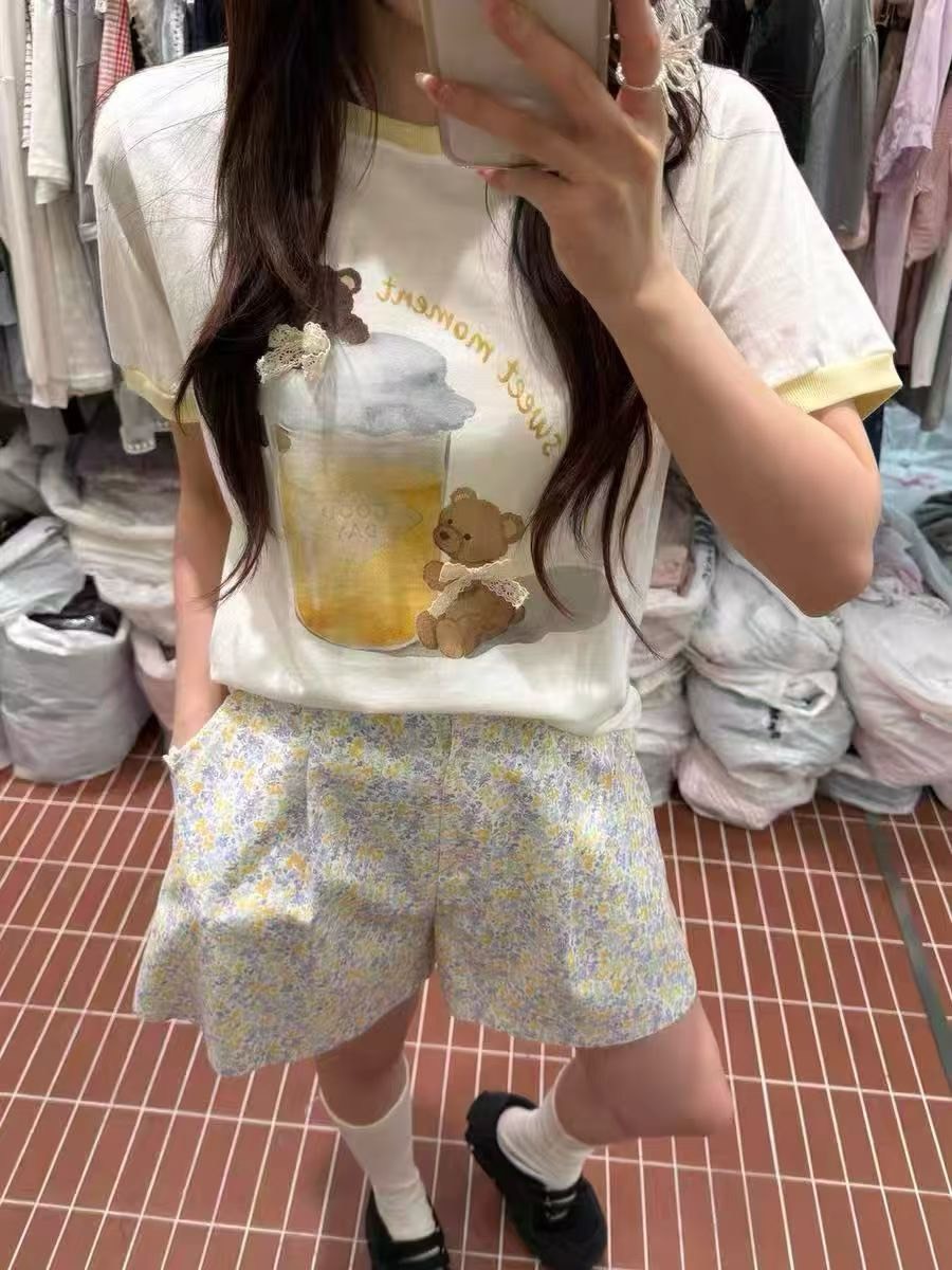 飲料罐熊滾邊T
